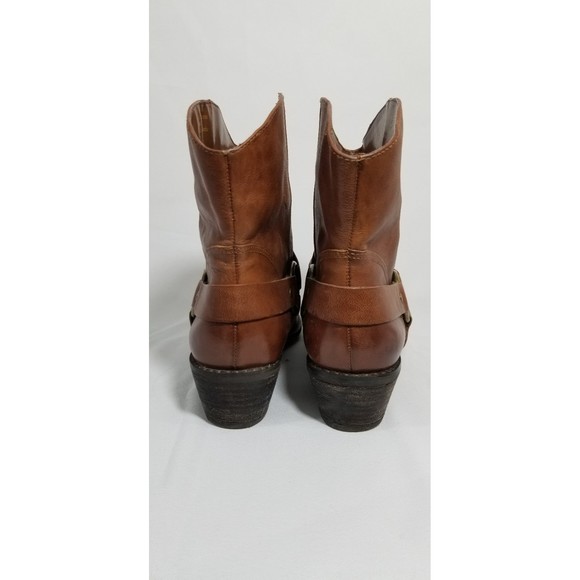 Franco Sarto Wade Brown Leather Harness Western Rodeo Above Ankle Boots 7.5 - Picture 2 of 6